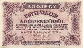 1946. 7db klf adópengő T:III