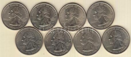 Amerikai Egyesült Államok 1999-2001. 1/4$ különféle emlékkiadások (8x) T:2
USA 1999-2001. 1/4 Dollar...