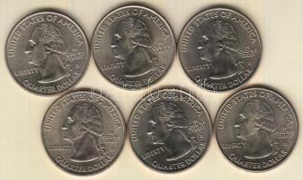 Amerikai Egyesült Államok 2009. 1/4$ különféle emlékkiadások (tengeri túli tagállamok) (6x) T:1,1-
U...