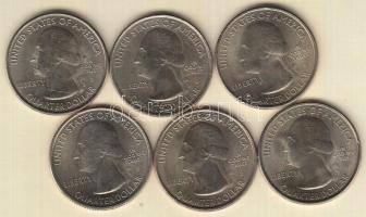 Amerikai Egyesült Államok 2010. 1/4$ különféle emlékkiadások (nemzeti parkok) (6x) T:1,1-
USA 2010. ...