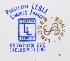Limoges-i porcelán hamutál aranyozott díszítéssel, jelzett, 8x6 cm