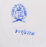 Herendi virágmintás porcelán tálka aranyozott széllel, jelzett, d: 11 cm