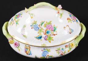 Herendi Viktória mintás levesestál, kézzel festett, jelzett, hibátlan, m:27 cm, h:35 cm