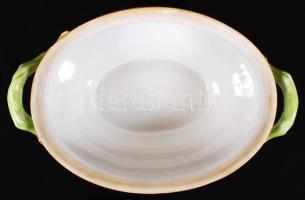 Herendi Viktória mintás levesestál, kézzel festett, jelzett, hibátlan, m:27 cm, h:35 cm