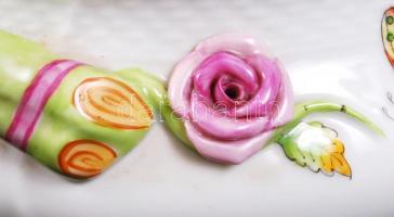 Herendi Viktória mintás levesestál, kézzel festett, jelzett, hibátlan, m:27 cm, h:35 cm