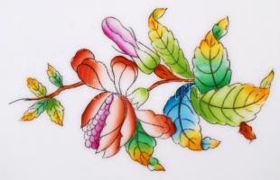 Herendi Viktória mintás kínálótál, kézzel festett, jelzett, hibátlan, d:32 cm