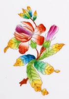 Herendi Viktória mintás húsos tál, kézzel festett, jelzett, hibátlan, h:42 cm, sz:32 cm