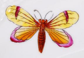 Herendi Viktória mintás húsos tál, kézzel festett, jelzett, hibátlan, h:42 cm, sz:32 cm