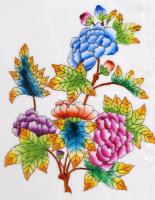 Herendi Viktória mintás húsos tál, kézzel festett, jelzett, hibátlan, h:42 cm, sz:32 cm