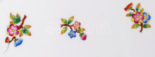 Herendi Viktória mintás húsos tál, kézzel festett, jelzett, hibátlan, h:42 cm, sz:32 cm