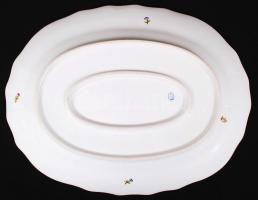 Herendi Viktória mintás húsos tál, kézzel festett, jelzett, hibátlan, h:42 cm, sz:32 cm