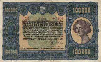 1923. 100.000K "Orell Füssli Zürich" T:III(alul középen egy kis beszakadás javítva)