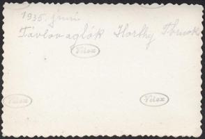 1935 Horthy István (1853-1937) lovassági tábornok, fotó, hátoldalán feliratozva, 8x6 cm