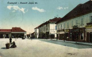 Érsekújvár Kossuth tér, Heitler Dávid, Freund Miksa, Bartlik Károly és Schulcz Igác üzletei / square, shops (EB)