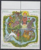 Népi mondák, bélyegkiállítás Brapex ívszéli négyestömb, Folk legends, stamp exhibition Brapex margin block of 4