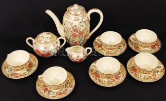 Zsolnay perzsa mintás mokkás készlet, kézzel festett, jelzett, hibátlan