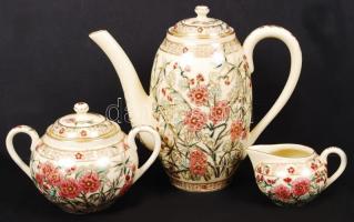 Zsolnay perzsa mintás mokkás készlet, kézzel festett, jelzett, hibátlan