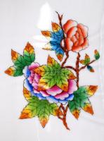 Herendi Viktória mintás tál, kézzel festett, jelzett, festés hibával, 25×25 cm, m:9 cm
