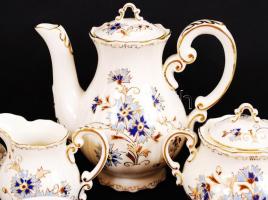 Zsolnay búzavirág mintás mokkás készlet, kézzel festett, jelzett, hibátlan