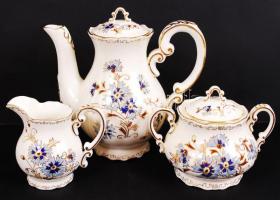 Zsolnay búzavirág mintás mokkás készlet, kézzel festett, jelzett, hibátlan