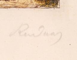 Rudnay Gyula (1878-1957): Vízhordó. Színezett rézkarc, papír, jelzett, 22×14 cm