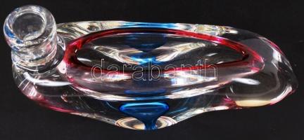 Dekoratív asztali gyertyatartó és névjegykártya tartó, hibátlan, több rétegű, h:21 cm, m:12 cm