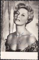 Michele Morgan (1920-) francia színésznő saját kezű aláírása az őt ábrázoló fotóképeslapon / autograph signature.