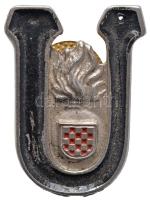 Független Horvát Állam ~1941. Usztasa fém jelvény (35x26mm) T:2 Independent State of Croatia ~1941. Ustasha metal badge (35x26mm) C:XF