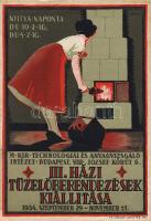 1934 III Házi tüzelőberendezési kiállítás 18x25cm litho plakát Kövesdy szignóval