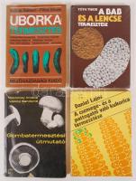 4 db mezőgazdasággal foglalkozó könyv-Koronczy Imréné-Uzonyi Sándorné: Gombatermesztési útmutató. Bp., 1969, Mezőgazdasági Kiadó; Daniel Lajos: A csemege- és a pattogatni való kukorica termesztése. Bp., 1978, Mezőgazdasági Kiadó; Balázs Sándor-Filius István: Uborkatermesztés. Bp., 1970, Mezőgazdasági Kiadó; Tóth Tibor: A bab és a lencse termesztése. Bp., 1979, Mezőgazdasági Kiadó.