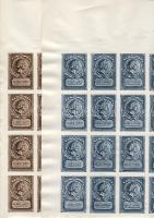 1932 Liszt hét levélzáró 2db klf színű fogazatlan 16-os ív