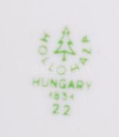 Hollóházi porcelán 6 db MWM mokkás csésze+alj, matricás, jelzett, hibátlan