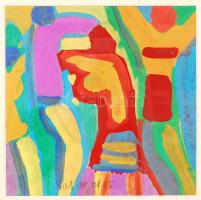 Németh Miklós (1934-2012): Tánc. Olaj, karton, jelzett, üvegezett keretben, 21×21 cm