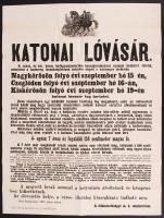 1893 Cegléd katonai lóvásár hirdetmény 50x60 cm