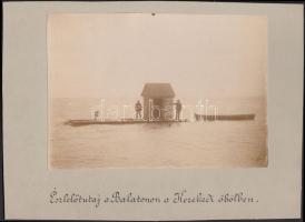 cca 1900 Észlelőtutaj a Balatonon a Kerekedi öbölben,  kartonon 24x17 cm