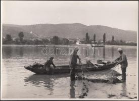 cca 1940 Dunabogdány Halászok fotó 23x16 cm