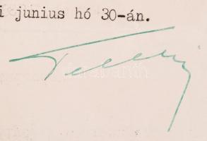 1938 Teleki Pál (1879-1941) miniszterelnök aláírása előléptetéssel kapcsolatos iraton