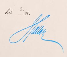 1920 Haller István (1880-1964) miniszter aláírása kinevezéssel kapcsolatos iraton