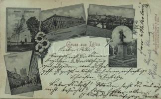 Jihlava, Iglau; church, grammar school, monument, Frauenthor, floral