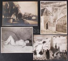cca 1930-1940 Ismert festők műveiről készült fotók, 13 db, 8x11 cm és 24x16 cm közötti méretekben