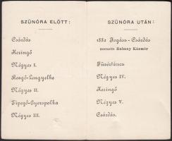 1882 A Jogászbál táncrendje / dance card