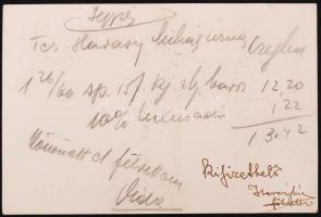 Bp., V. Hirschler tükör és képkeret számoló cédula