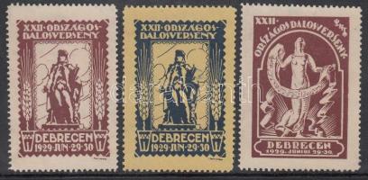 1929 XXII. Országos Dalosverseny, Debrecen, 3 db levélzáró