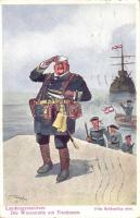 Landungsmanöver. Die Wasserratte am Trockenen / K.u.K. Kriegsmarine humour art postcard. Österr. Flottenverein Serie IV. Nr. 2. s: Schönpflug (EK)