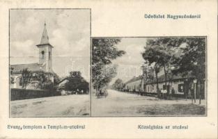 Nagyszénás Evangélikus templom, községháza, üzlet