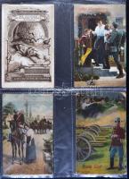 12 db régi, első világháborús képeslap tokban, benne több fotó / 12 WWI military postcards in case, ...