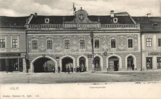 Igló takarékpénztár, üzletek; Ferencz D. kiadása / savings bank, shops (EB)