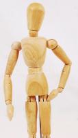 Manöken figura, fa, mozgatható részekkel, m:31 cm/ Wooden artists' model