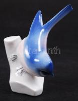 Zsolnay porcelán kék madár, hibátlan, jelzett, m: 9 cm