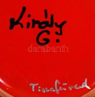 Népies kerámia dísztál Király G. jelzéssel, hibátlan, d: 32 cm